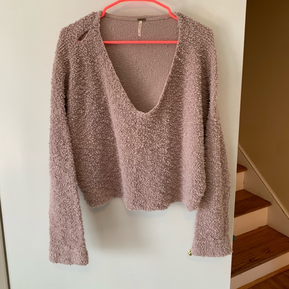 Free people rose pink towel sweater